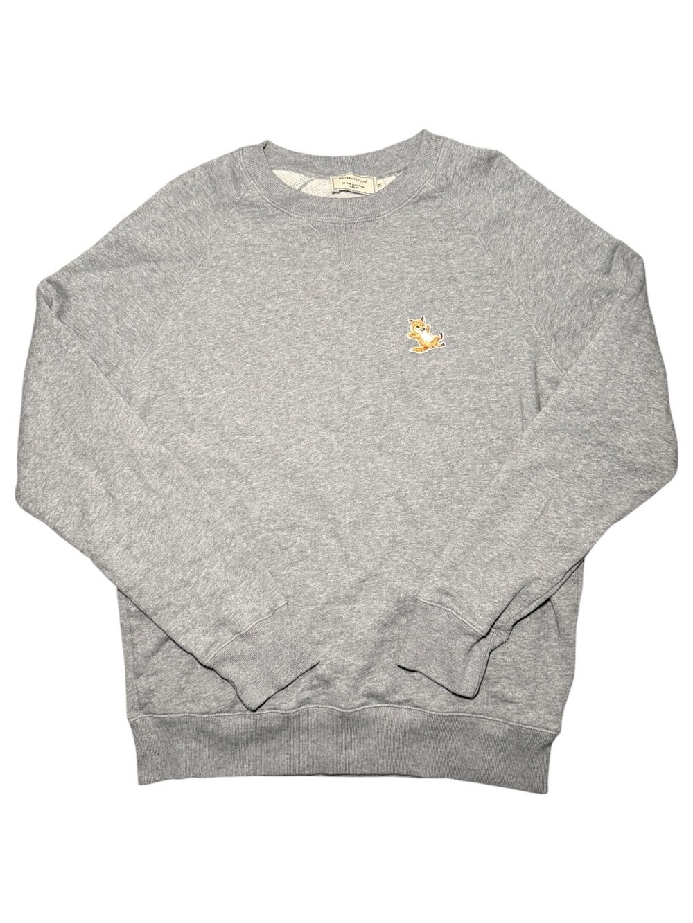 Maison Kitsuné Fox Head Patch Gray Crewneck Sweater Men’s M